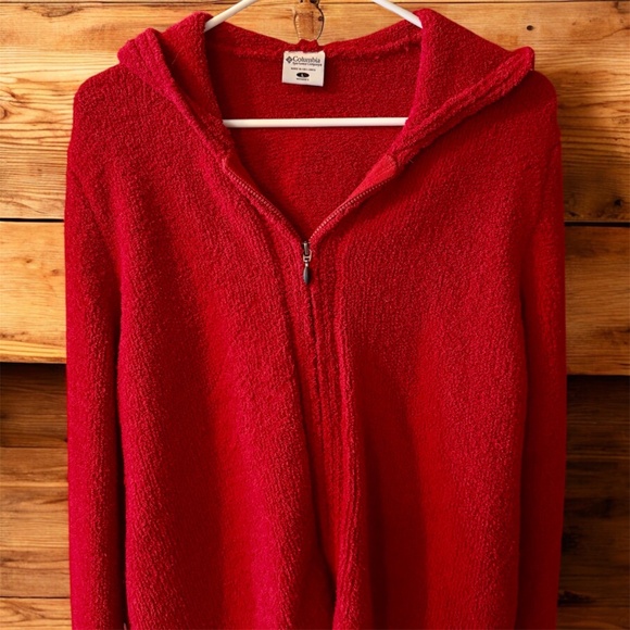 Women's Columbia Red Zip-Up Hooded Sweater Size Large Hoodie - Picture 3 of 5